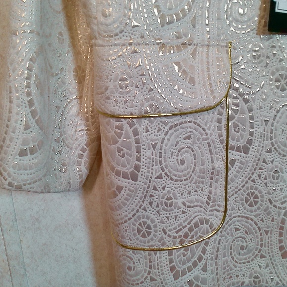 NWT Carmel Zhao Vintage Ivory&Gold lame Paisley Party Jacket w/Lining Mens Large - Picture 10 of 12